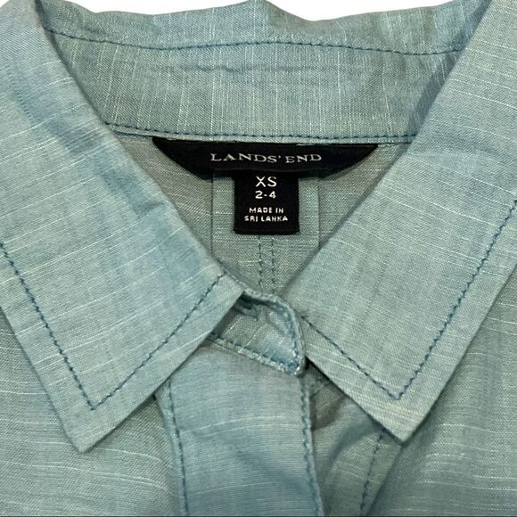 Lands End Top Womens Extra Small XS Long Sleeve Button Down Pullover Blouse - Picture 3 of 3